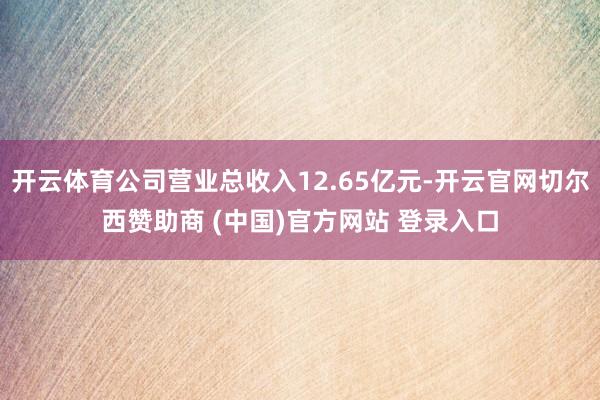开云体育公司营业总收入12.65亿元-开云官网切尔西赞助商 (中国)官方网站 登录入口